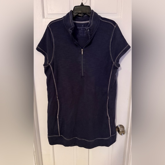 Tommy Bahama 1/4 Zip Sporty Dress Womens size XLarge Blue Pockets Pima Cotton - Picture 2 of 8